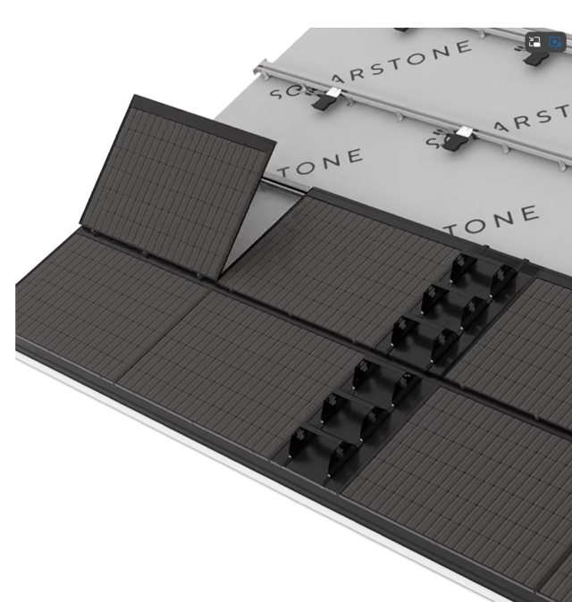 Integrated solar roof tiles system. Solarstone.